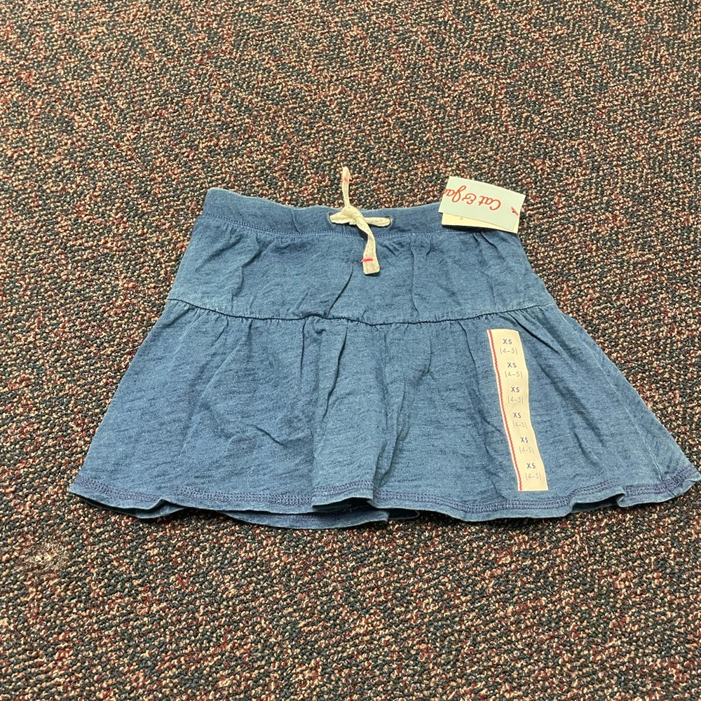 Cat & Jack knit Chambray Blue Tiered Skirt with Drawstring